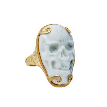 Anillo Calavera grande con Howlita